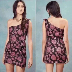 For Love & lemons Luella Jacquard mini dressOne Shoulder